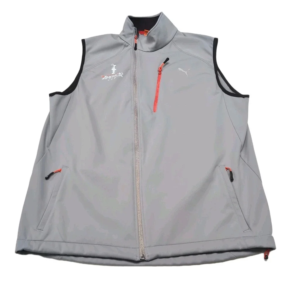 Puma‎ America's Cup 2013 San Francisco Vest Mens XL Gray Full Zip Softshell READ